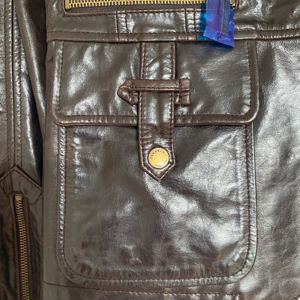 LAUNDRY by Shelli Segal NWOT Vintage Leather Jacket w/detachable fur collar. - Picture 13 of 15